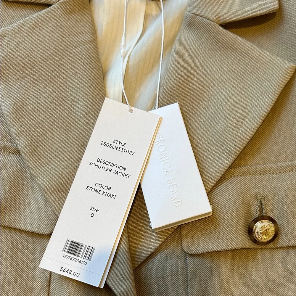 Veronica Beard Schuyler Blazer in Khaki with Gold Buttons - Picture 2 of 3
